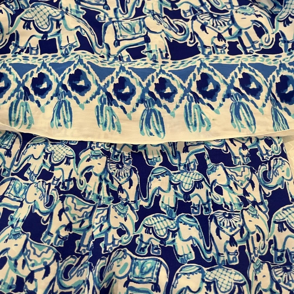Lilly Pulitzer Romper Elephant Blue White Spaghetti Strap Size 0 summer - Picture 13 of 13